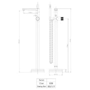 Koko Freestanding Bath Shower Mixer - Gunmetal - Technical drawing