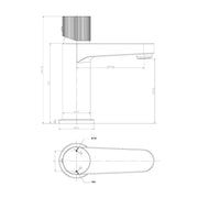 Flauto Basin Tap - Brushed Bronze - Technical drawing
