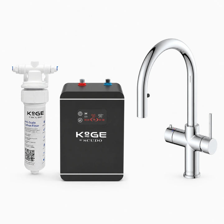 Chrome boiling water tap, filter and tank kit