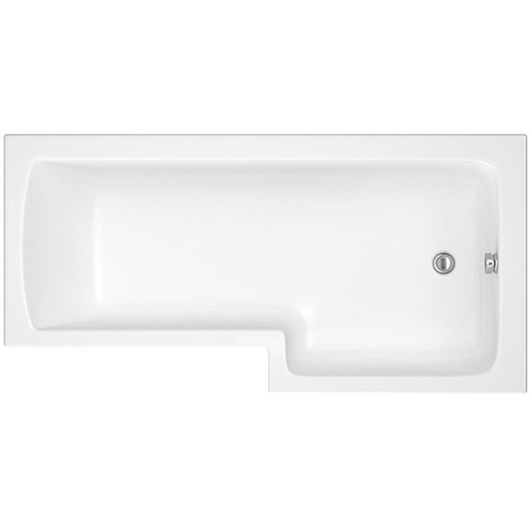 Linea 1700mm L-Shape Shower Bath, Front Panel &amp; Screen - Right Hand
