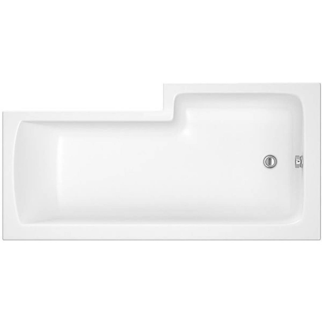 Linea 1500mm L-Shape Shower Bath, Front Panel &amp; Screen - Left Hand