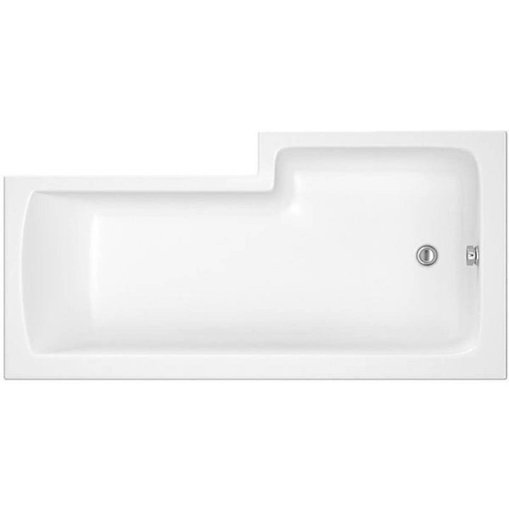 Linea 1500mm L-Shape Shower Bath, Front Panel &amp; Screen - Left Hand