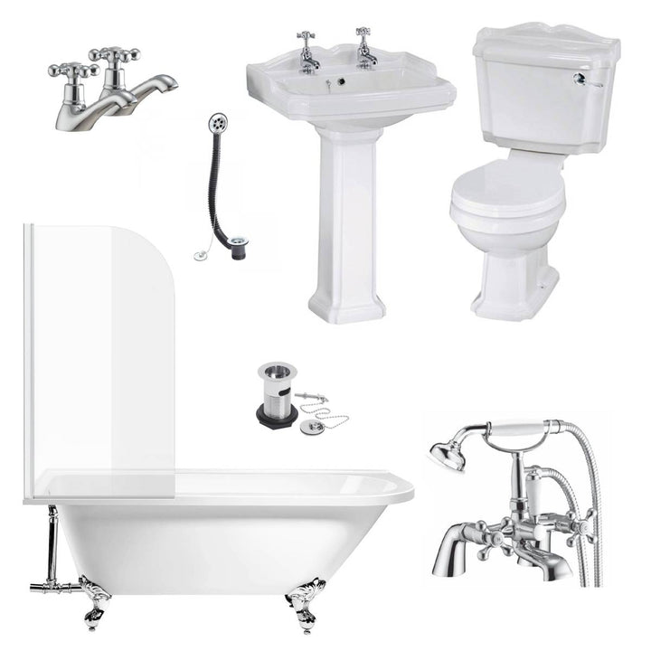 Legend Traditional Freestanding Shower Bath Suite - Left Hand