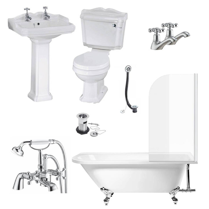 Legend Traditional Freestanding Shower Bath Suite - Right Hand