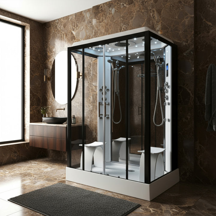 Insignia Platinum 1400 x 900mm Twin Shower Steam Shower Cabin - Black