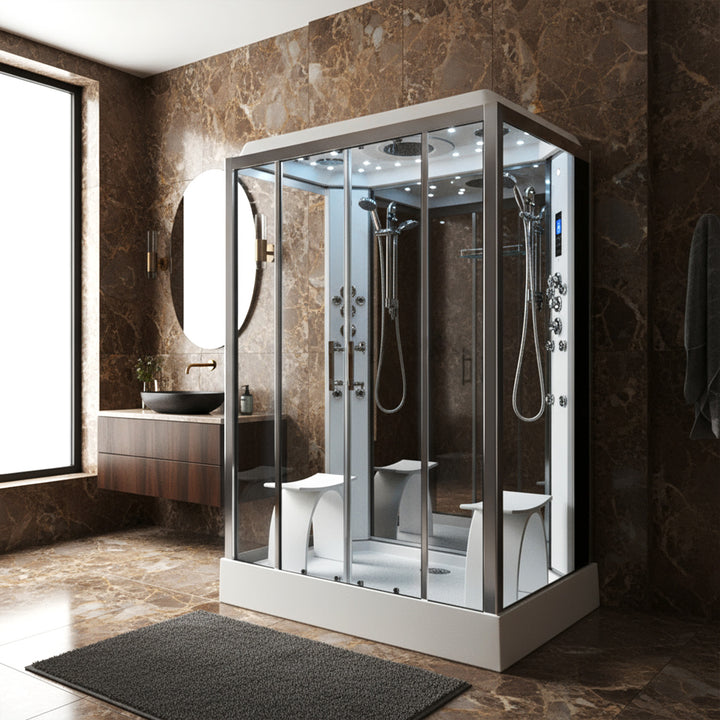 Insignia Platinum 1400 x 900mm Twin Shower Steam Shower Cabin - Chrome