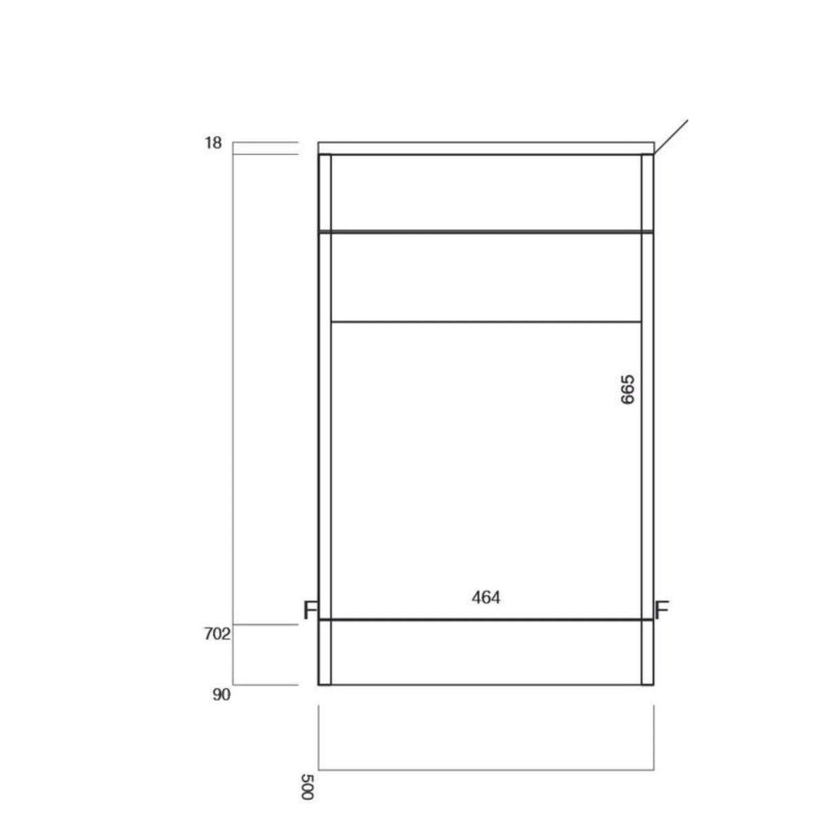 Empire 500mm WC Unit - Blue - Technical drawing