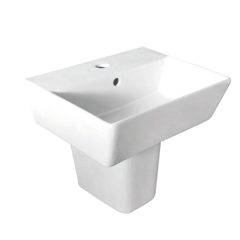 Linea Square 1 Tap Hole Basin &amp; Semi Pedestal - 450mm