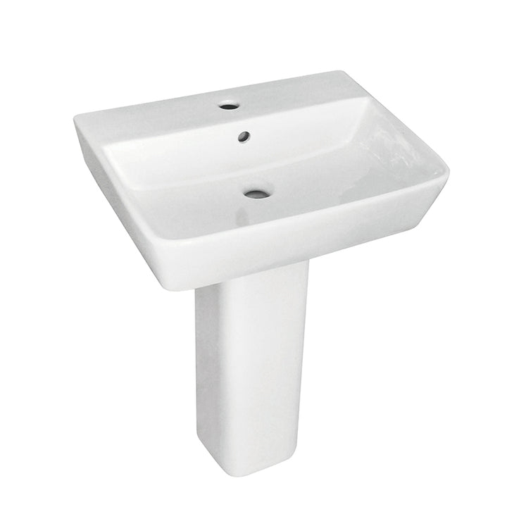 Linea Square 1 Tap Hole Basin &amp; Full Pedestal - 450mm