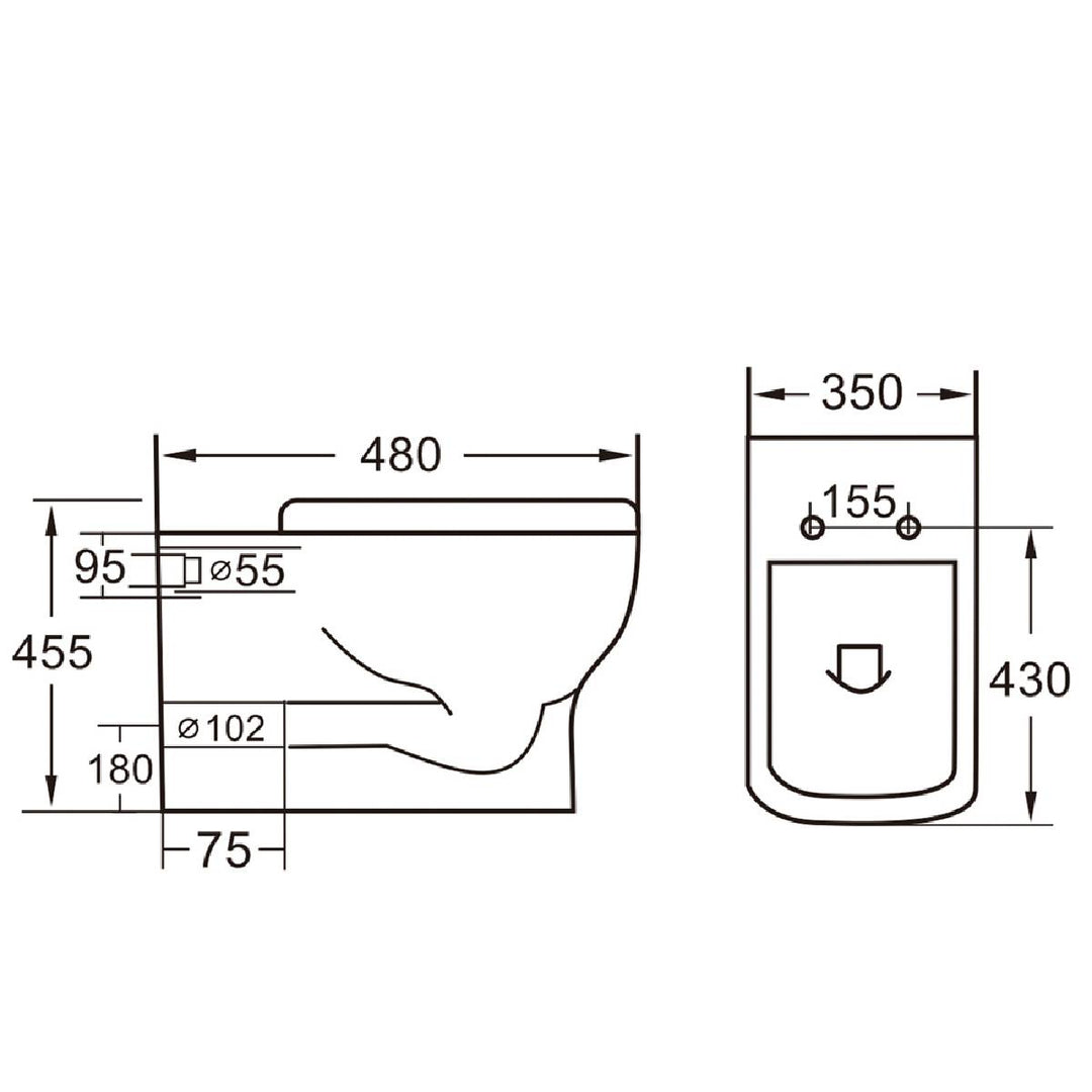 Baltimore 500mm 2-in 1 Square Toilet &amp; Basin Combo Pack - Graphite Oak/Black