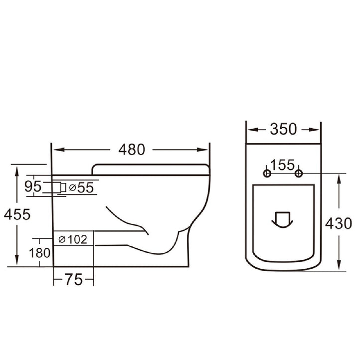 Baltimore 500mm 2-in 1 Square Toilet &amp; Basin Combo Pack - Graphite Oak/Black