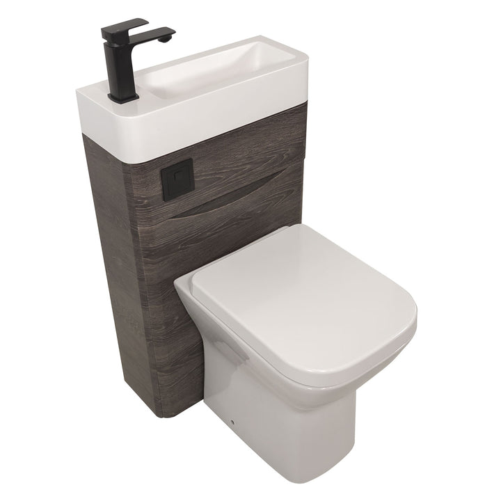 Baltimore 500mm 2-in 1 Square Toilet &amp; Basin Combo Pack - Graphite Oak/Black