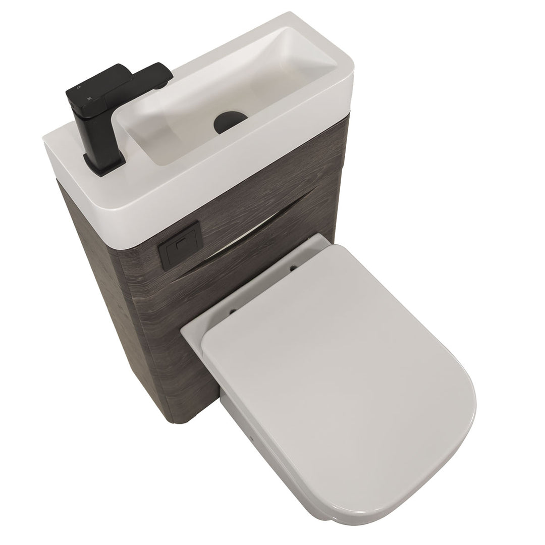 Baltimore 500mm 2-in 1 Square Toilet &amp; Basin Combo Pack - Graphite Oak/Black