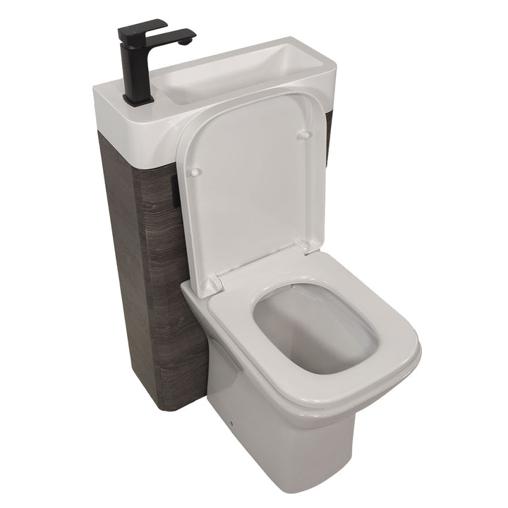 Baltimore 500mm 2-in 1 Square Toilet &amp; Basin Combo Pack - Graphite Oak/Black