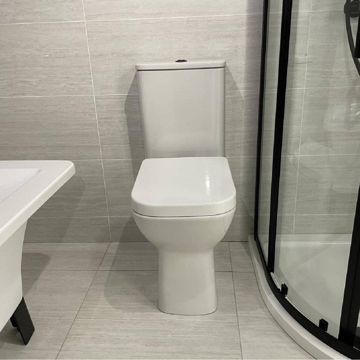 Linea Comfort Height Rimless Close Coupled Toilet with Cyclone Flush &amp; Soft Close Seat