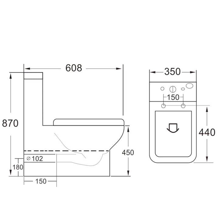 Linea Comfort Height Rimless Close Coupled Toilet with Cyclone Flush &amp; Soft Close Seat