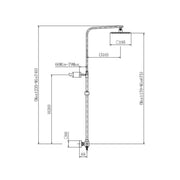Linea Square Chrome Thermostatic Shower Set - Technical drawing