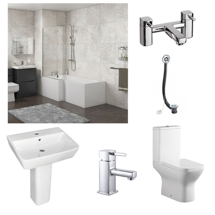 Linea Square Shower Bath Deal - Left Hand