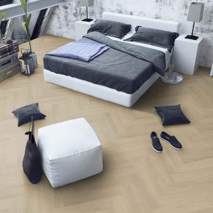 Lusso Floor Linen Oak Herringbone Luxury Vinyl Flooring - 610 x 122 x 5 mm - 2.23 M2 Per box