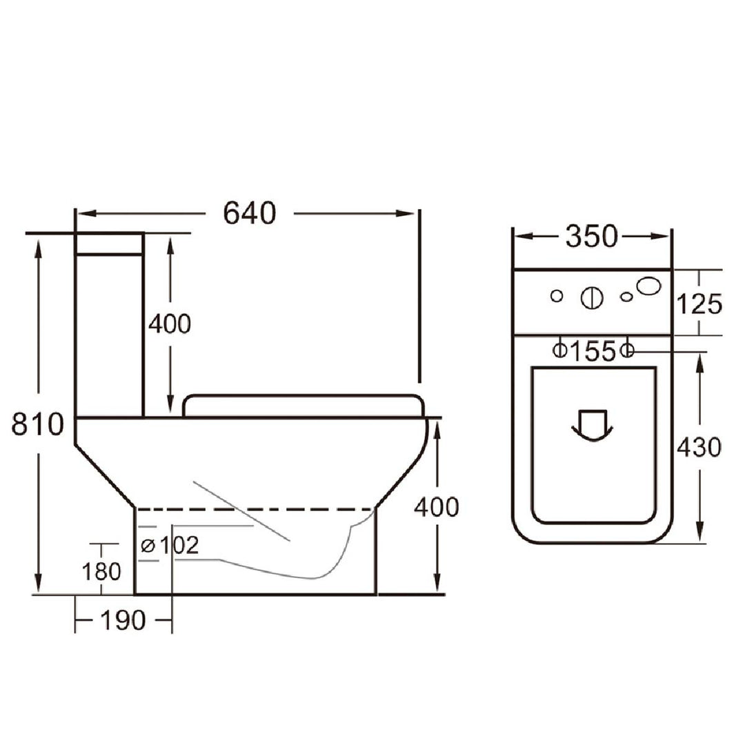 Linea Easy Plumb Close Coupled Toilet with Cyclone Flush &amp; Soft Close Seat