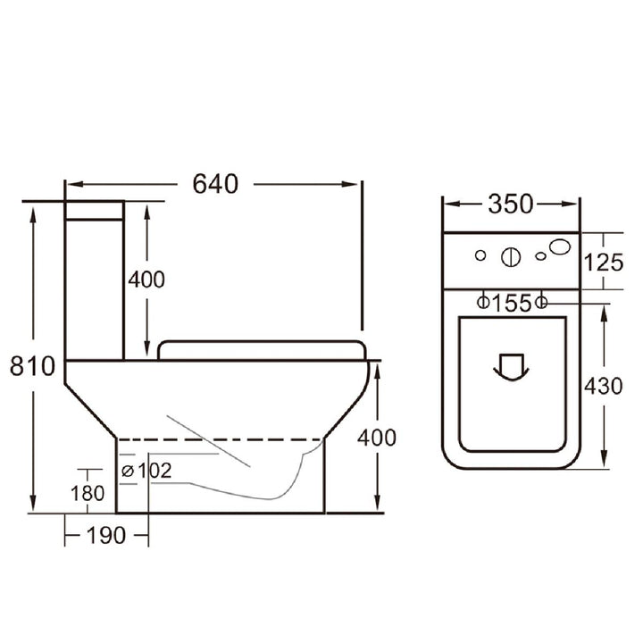Linea Easy Plumb Close Coupled Toilet with Cyclone Flush &amp; Soft Close Seat
