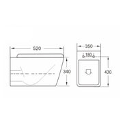 Linea Wall Hung Toilet & Soft Close Seat - Technical drawing