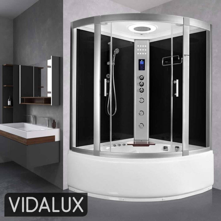 Vidalux Lisbon 1350mm Whirlpool Steam Shower - Black