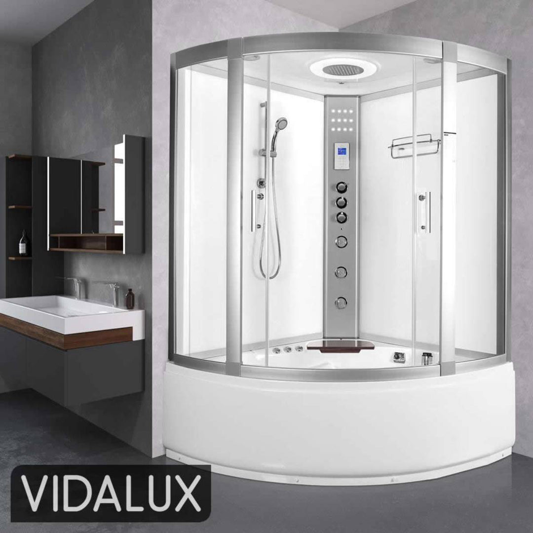 Vidalux Lisbon 1350mm Whirlpool Steam Shower - White
