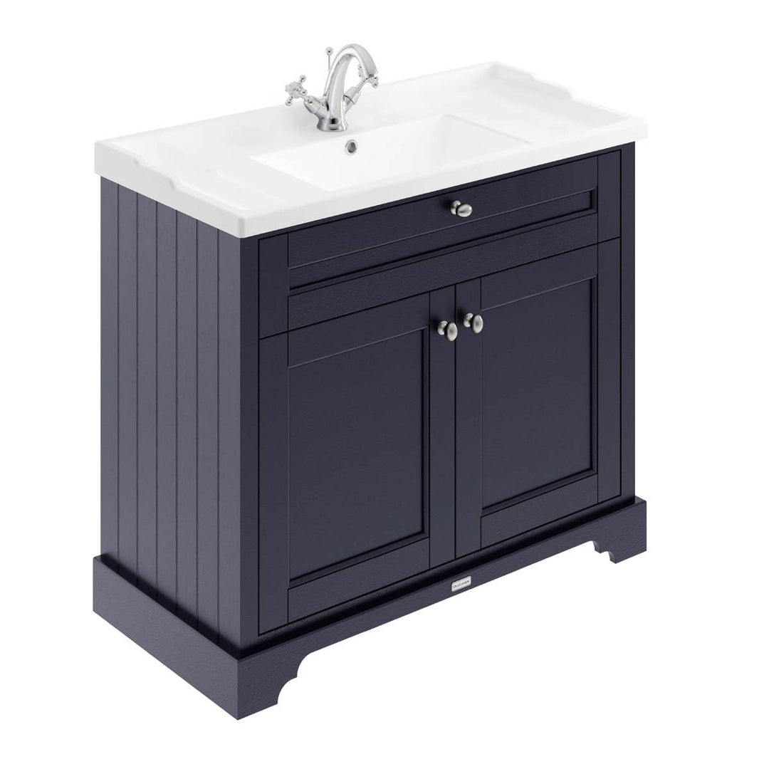 Hudson Reed Old London 1000mm Vanity Unit &amp; Ceramic 1 Tap Hole Basin - Twilight Blue LOF307