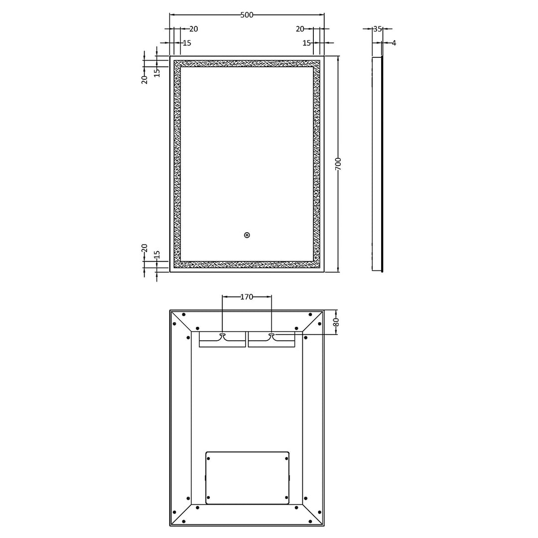 Hudson Reed Lyra 700 x 500mm LED Touch Mirror