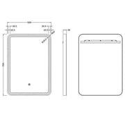 Hudson Reed 700 x 500mm LED Mirror - Brushed Brass - Technical drawing