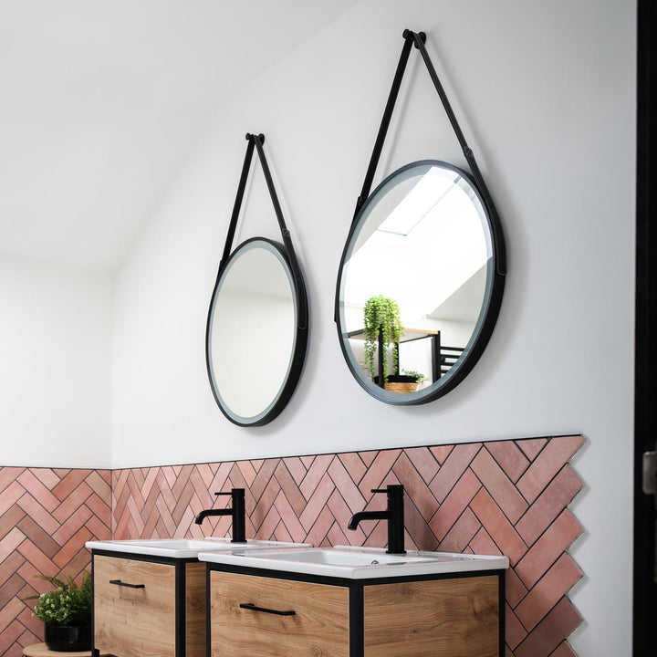 Hudson Reed 600mm Round Illuminated Mirror - Black