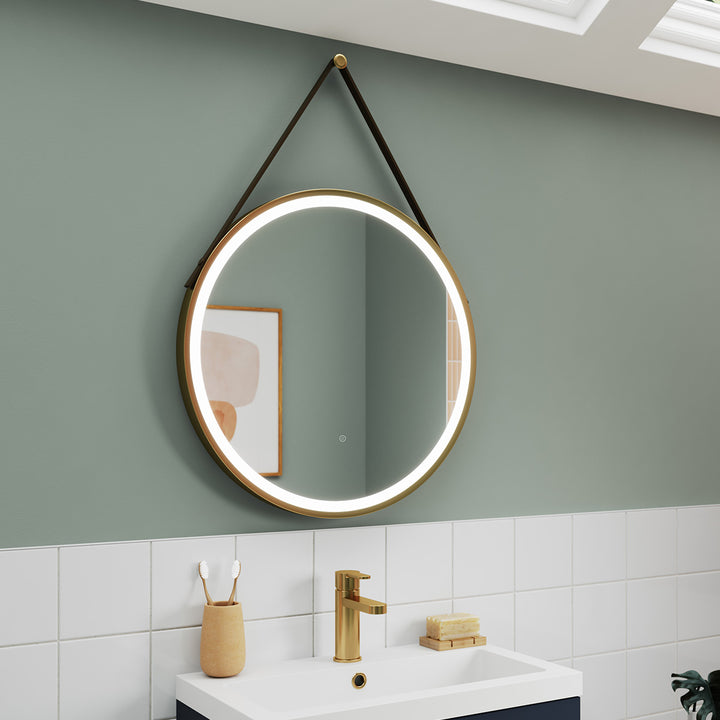 Hudson Reed 600mm Round Illuminated Mirror - Brushed Brass