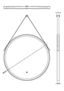 Hudson Reed 800mm Round Illuminated Mirror - Chrome - Technical drawing