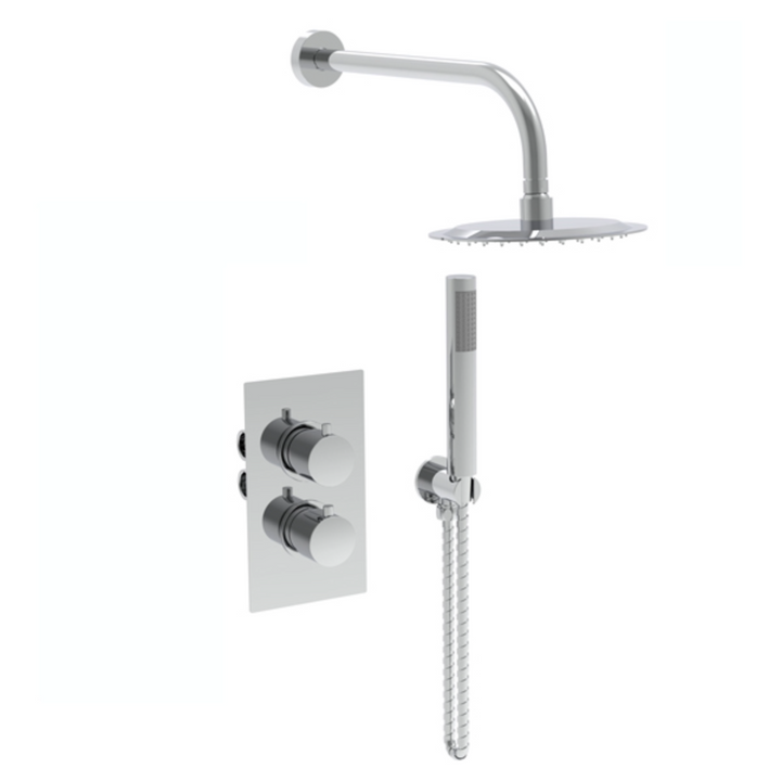 Eliseo Ricci Curve Twin Concealed Shower Kit inc Head, Arm and Handset - Chrome