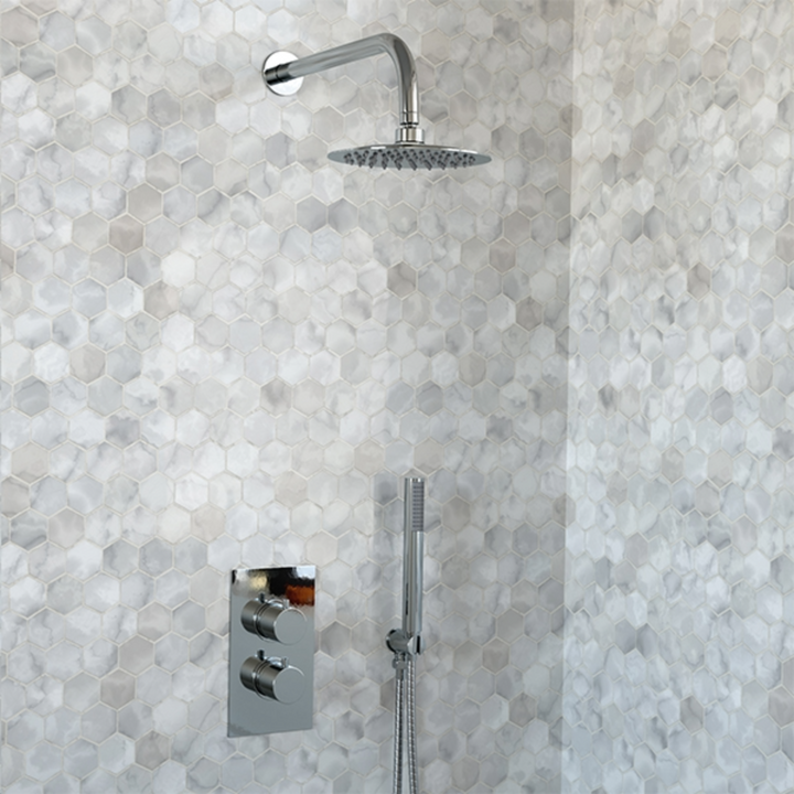 Eliseo Ricci Curve Twin Concealed Shower Kit inc Head, Arm and Handset - Chrome