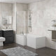 Linea 1700mm L-Shape Shower Bath, Front Panel & Screen - Left Hand