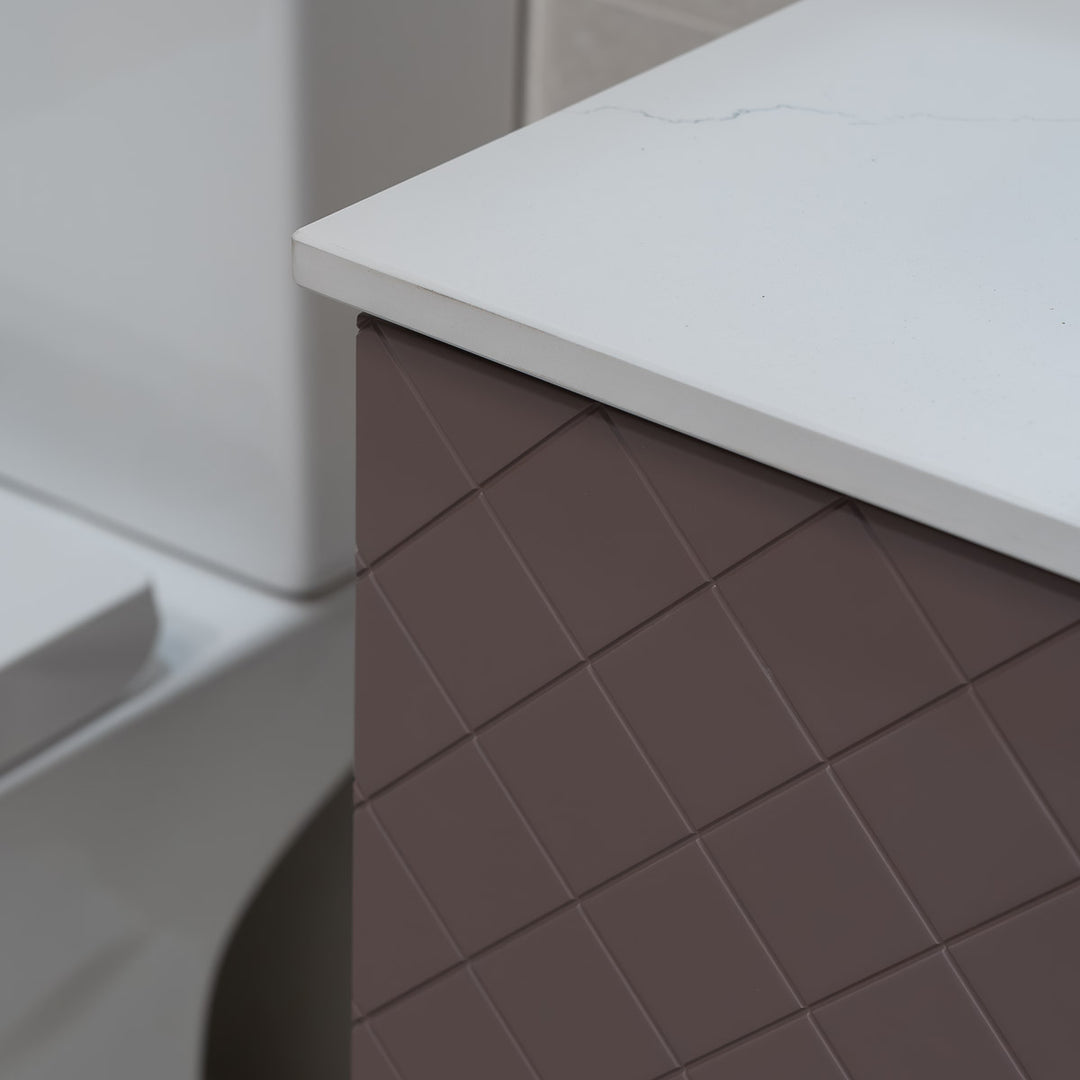 Josef Martin Luxor 800mm Wall Hung Vanity Unit &amp; White Quartz Worktop - Grape