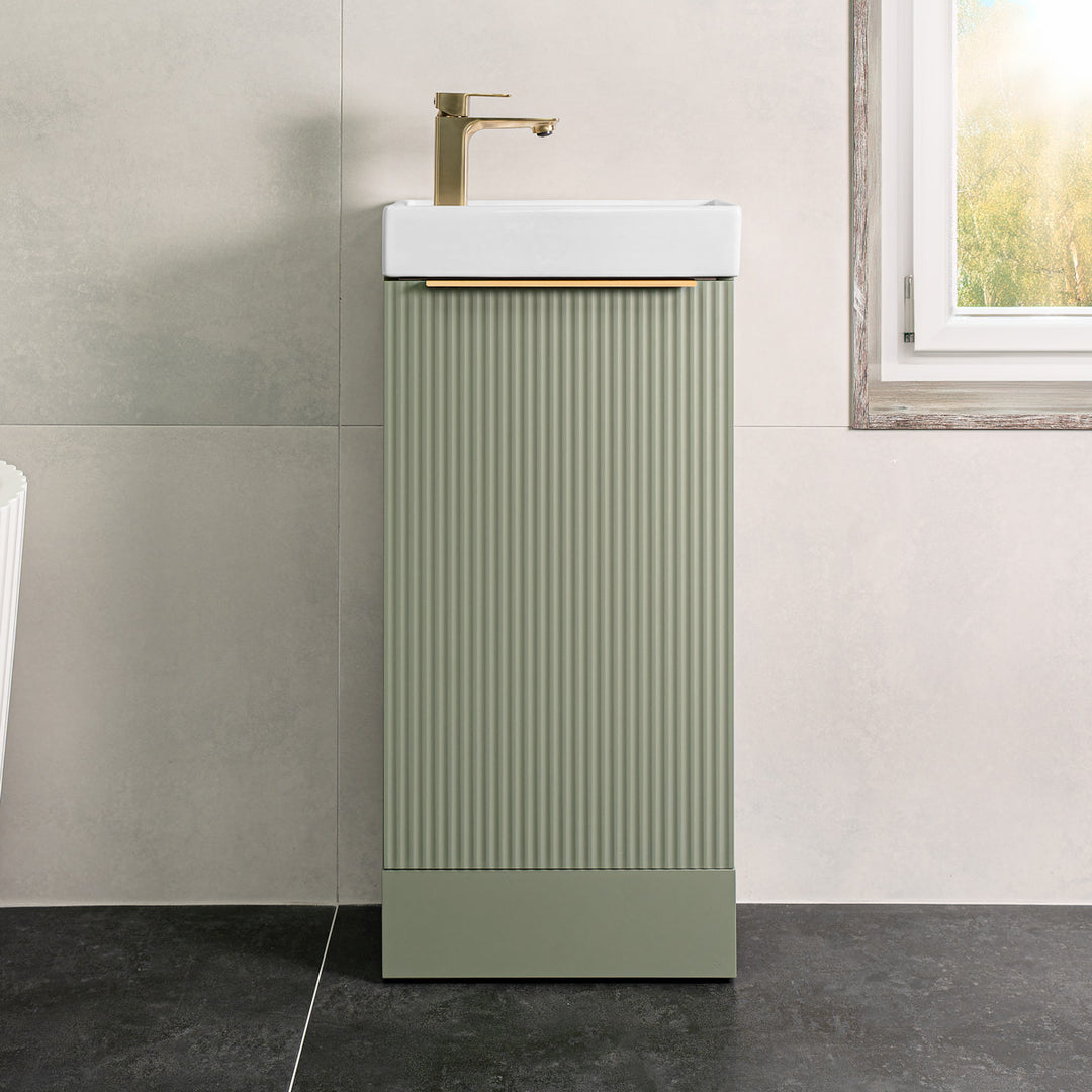 Josef Martin Fluted 400mm Cloakroom Vanity Unit &amp; Basin - Reed Green