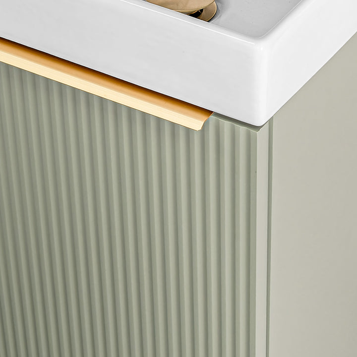 Josef Martin Fluted 400mm Cloakroom Vanity Unit &amp; Basin - Reed Green
