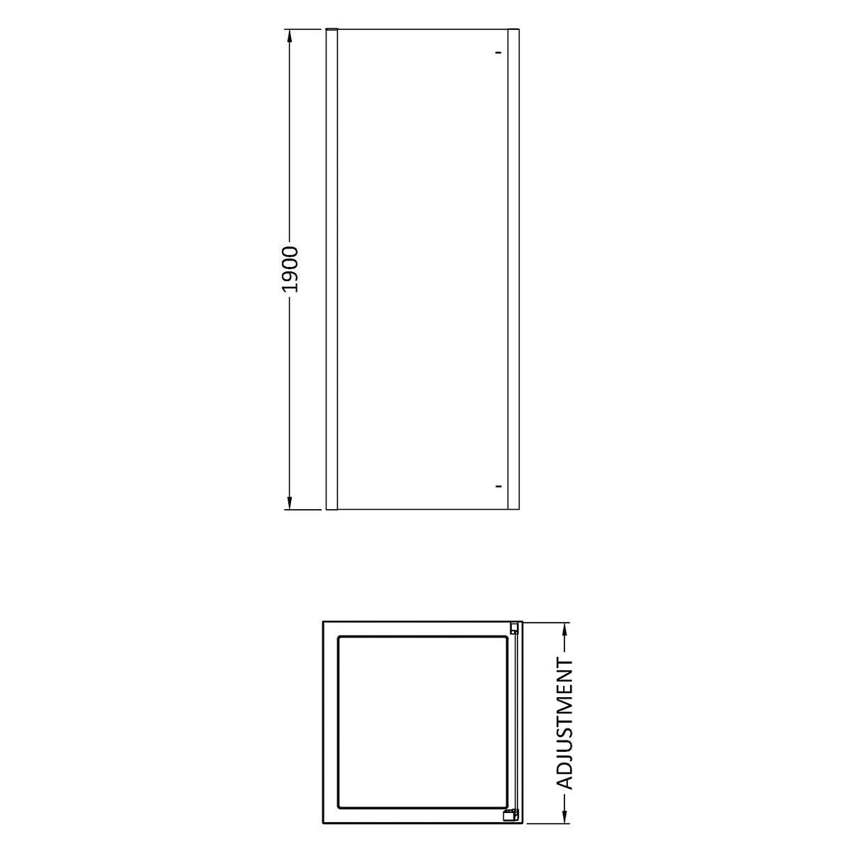 Hudson Reed 800mm Side Panel - Brushed Brass - Technical drawing