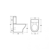 Marbella Rimless Fully Back To Wall Toilet & Soft Close Seat - Technical drawing