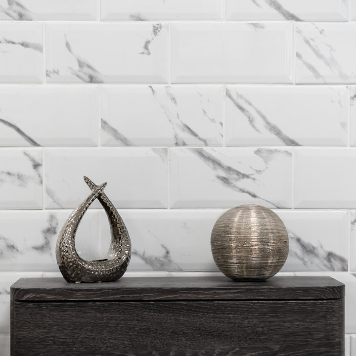 Metro Carrara Biselado Brillo 10 x 20cm Ceramic Tile - 1sqm perbox