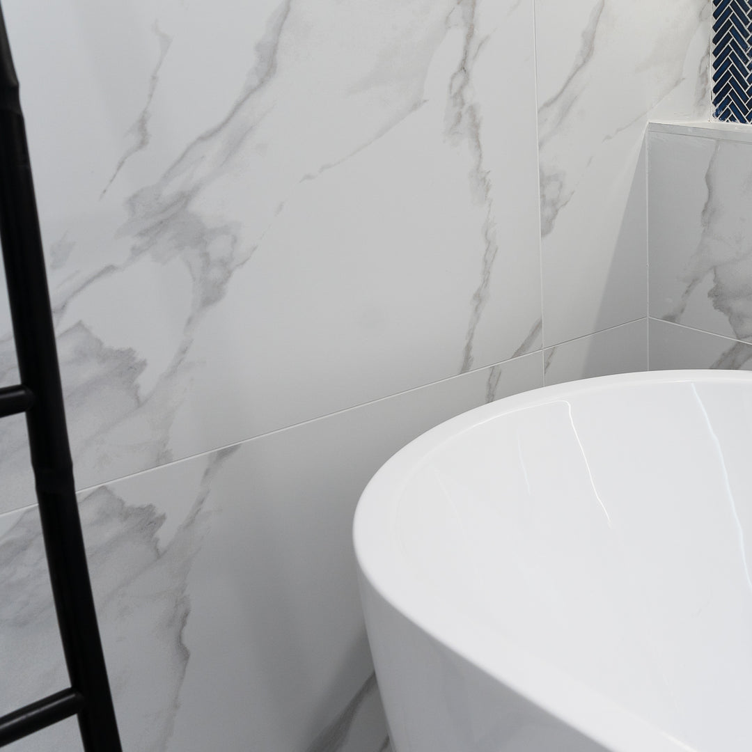 Marmori Carrara Luster 59 x 120cm Poreclain Rectified Tile - 1.44sqm perbox