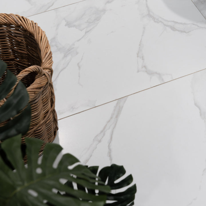 Marmori Carrara Luster 59 x 120cm Poreclain Rectified Tile - 1.44sqm perbox