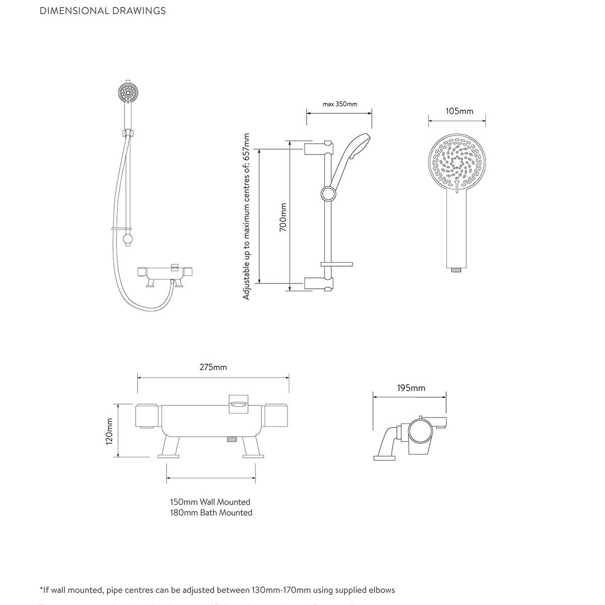 Aqualisa Midas 220 Bath Shower Mixer - Technical drawing