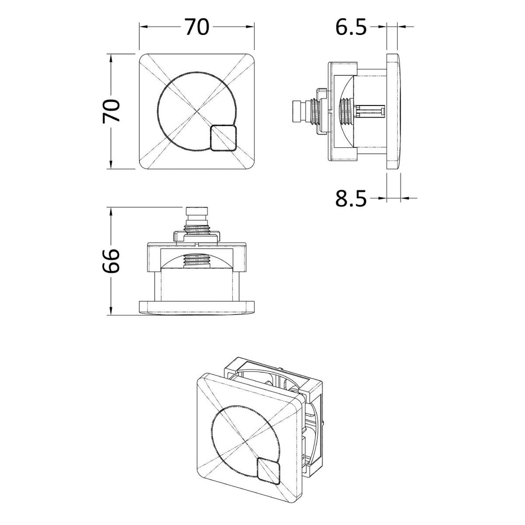 Nuie Square Dual Flush Push Button - Chrome