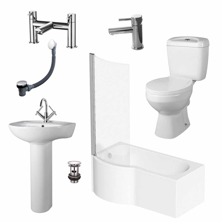 Melbourne Curved Shower Bath Suite - Left Hand