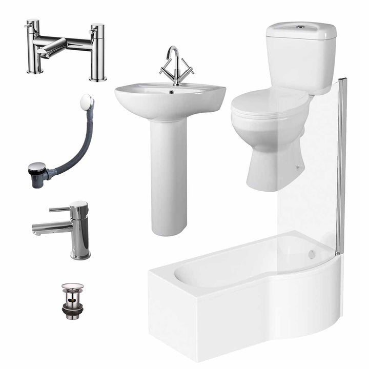 Melbourne Curved Shower Bath Suite - Right Hand