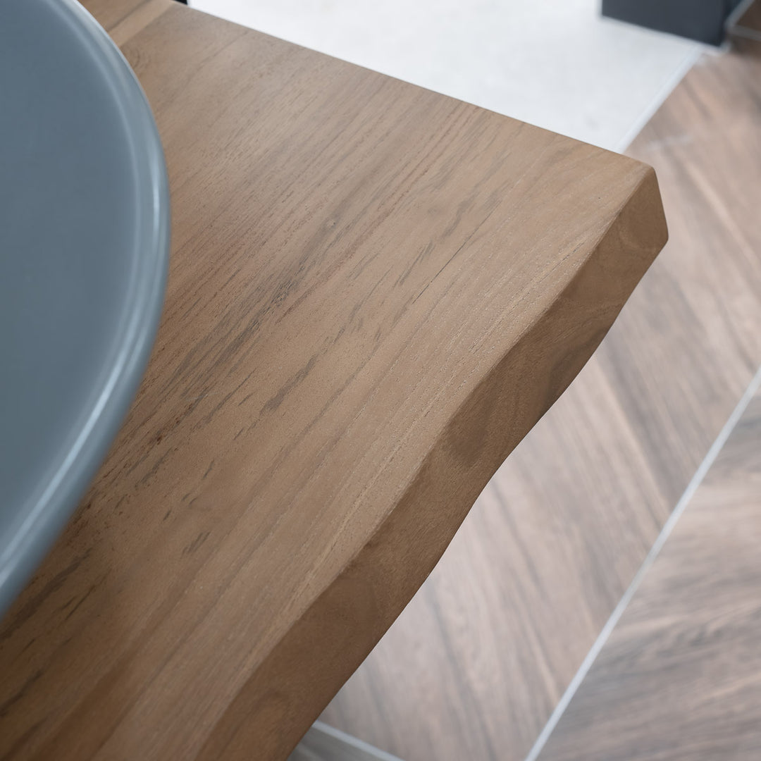 Kubu 100cm wide Solid Teak Worktop / Floating Shelf - 100x4x45cm